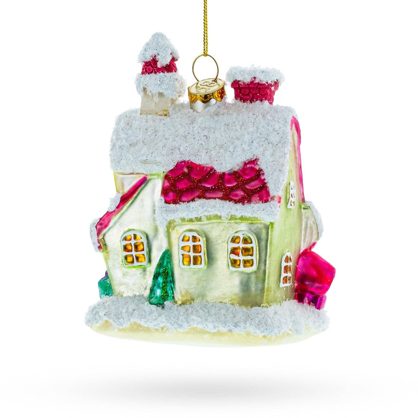 BestPysanky - Winter Wonderland Snow-Covered House Blown Glass Ornament