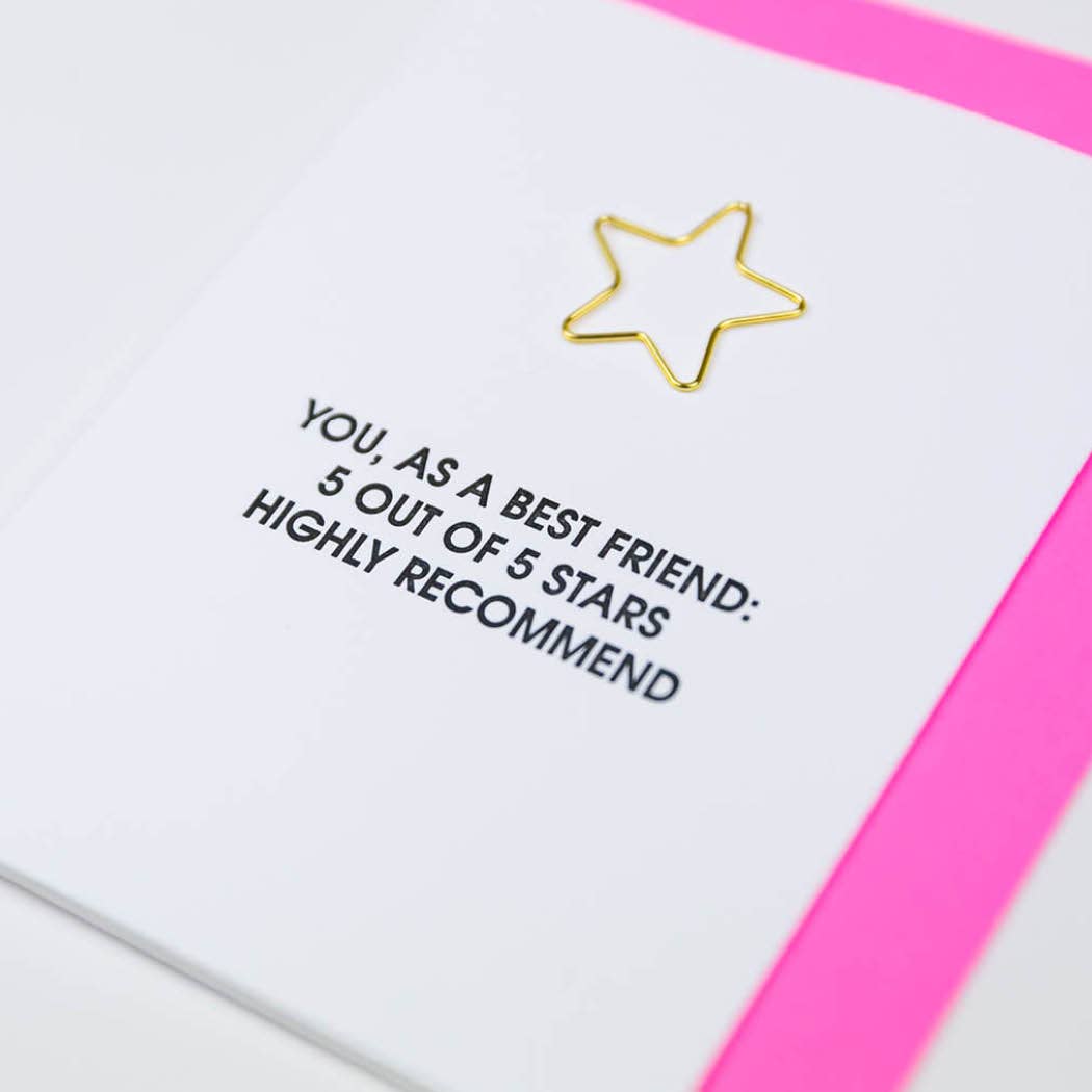 Chez Gagné - You As a Friend 5 Stars - Star Paper Clip Letterpress Card