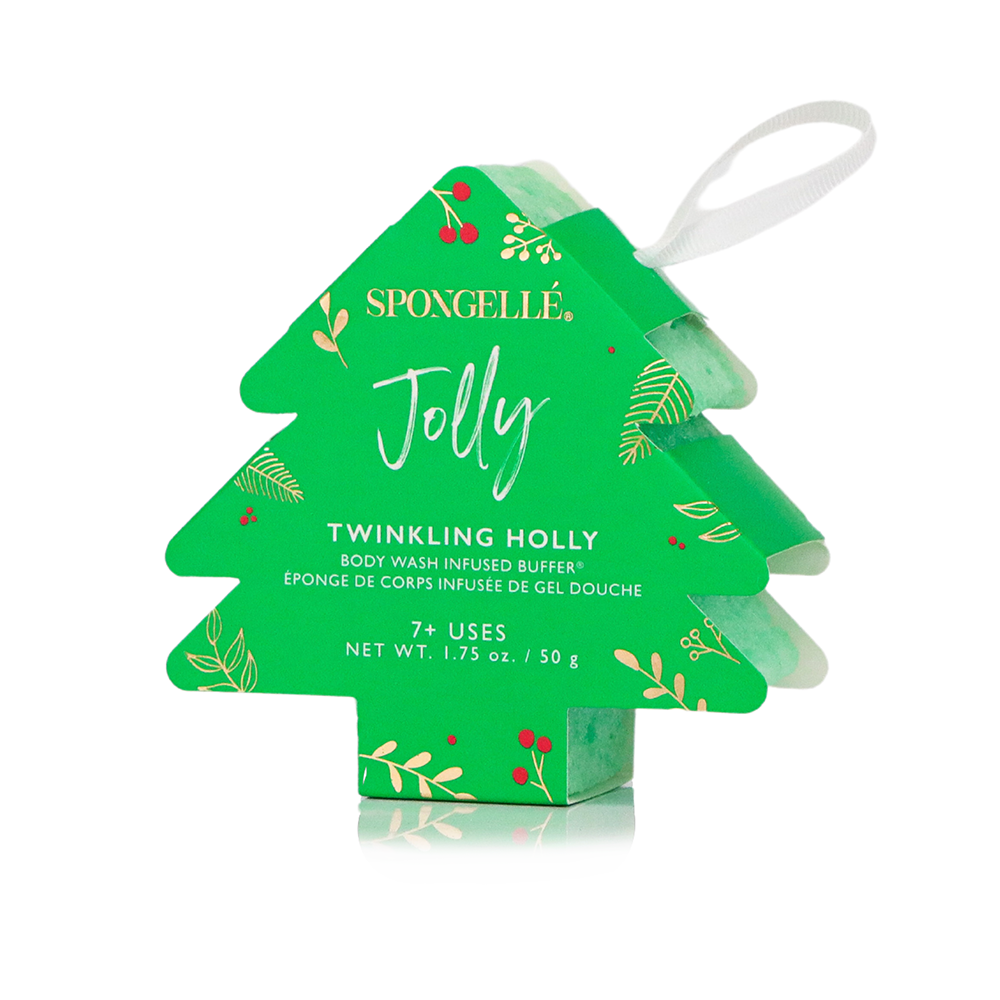 Spongellé - Twinkling Holly (Jolly) Holiday Tree Ornament Buffer