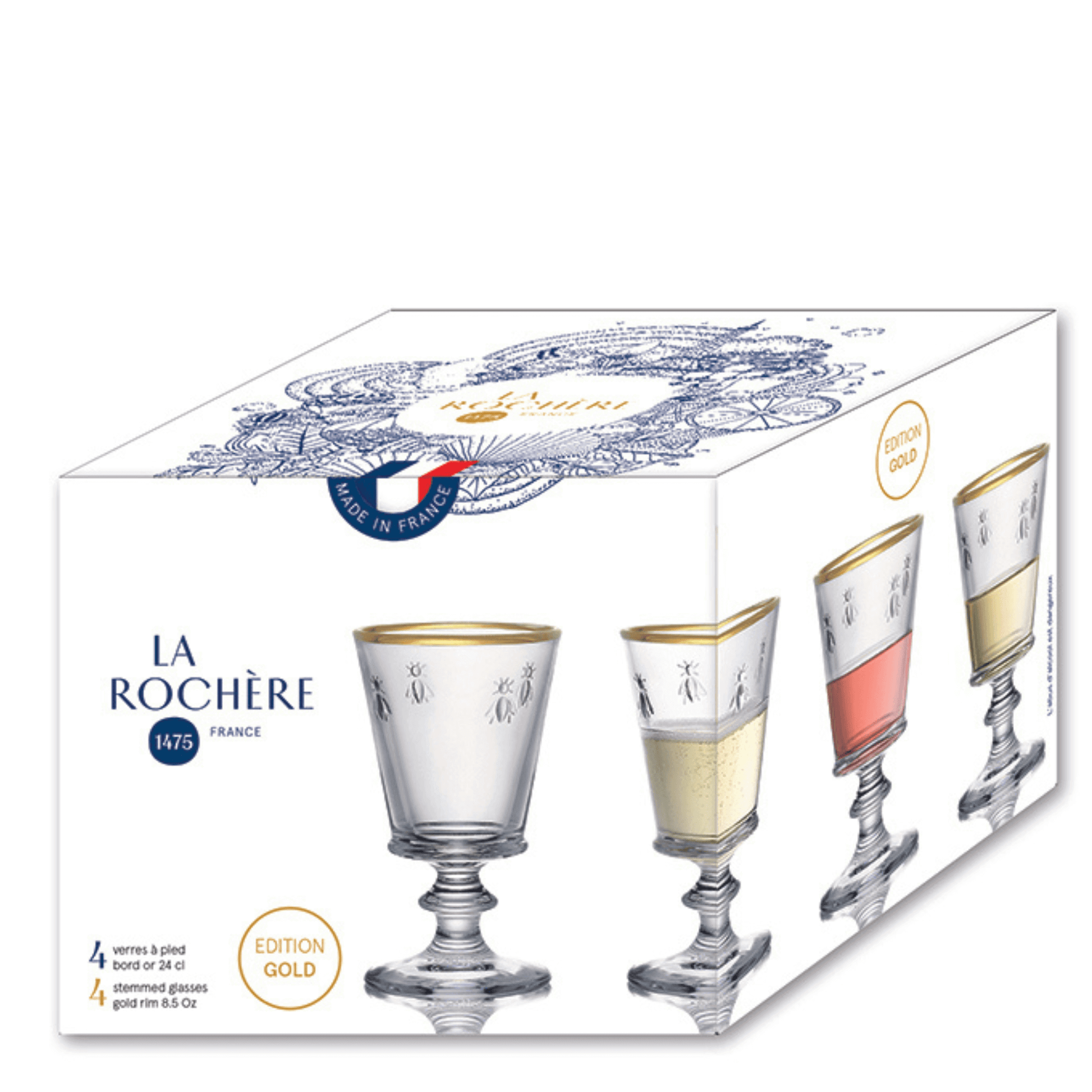 La Rochere - Limited Edition Gold Bee Wine Glasses Set-4 - Tarvos Boutique