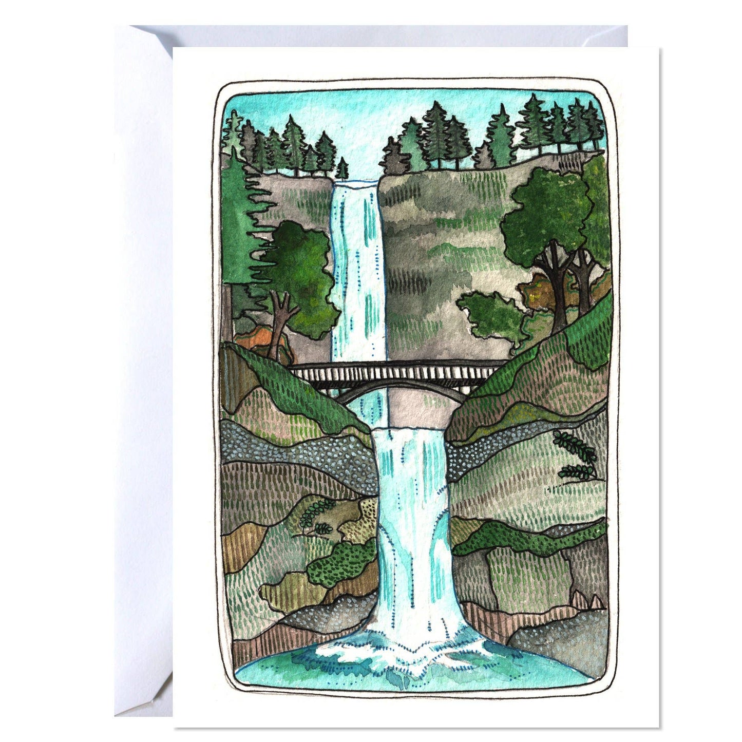 michele maule - Greeting Card - Multnomah Falls