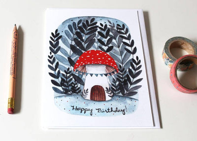 michele maule - Birthday Card - Mushroom House