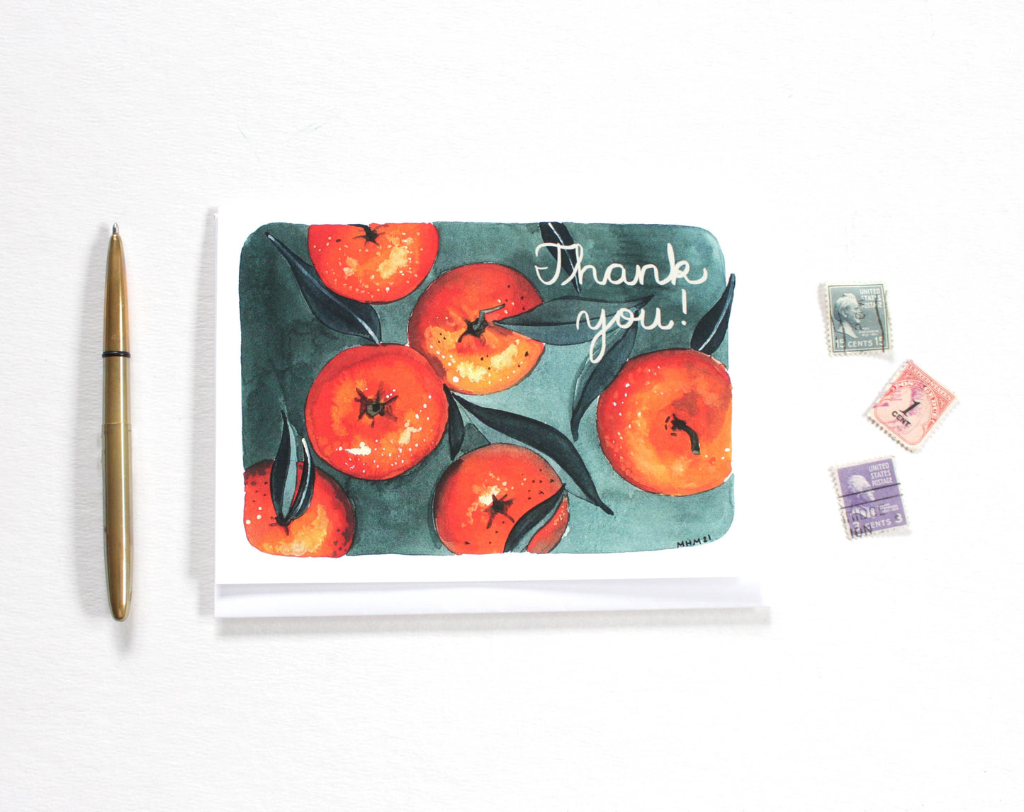 michele maule - Thank You Card - Tangerines