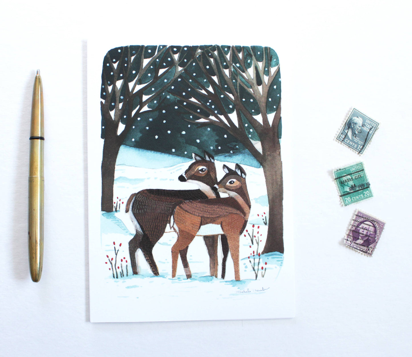 michele maule - Holiday Card - Winter Deer