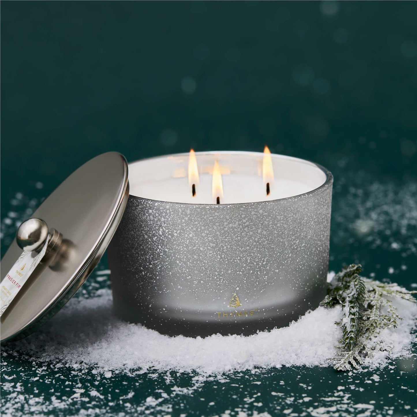 THYMES - Frasier Fir Flocked 3-Wick Poured Candle