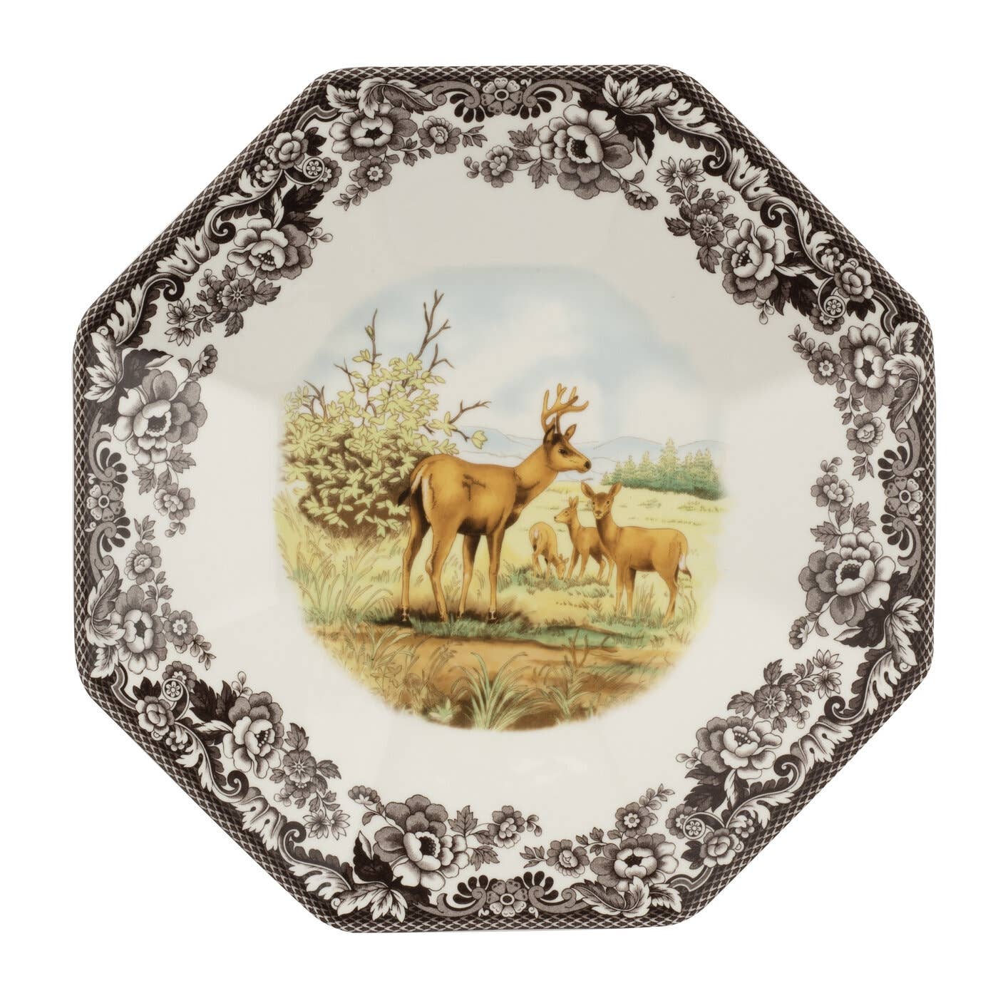 Portmeirion, Spode, Pimpernel, Wrendale Designs - Spode Woodland Octagonal Platter 14" (Mule Deer)