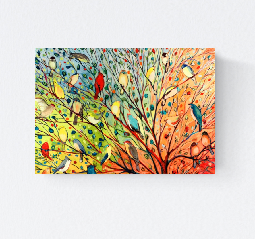 Jennifer Lommers - Rainbow Bird Tree Blank Note Card