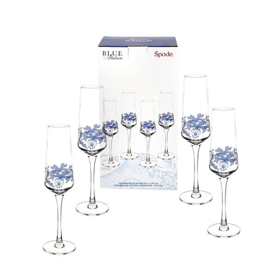 Spode - Spode Blue Italian Set of 4 Champagne Flutes