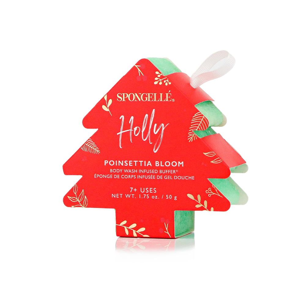 Spongellé - Poinsettia Bloom (Holly) Holiday Tree Ornament Buffer