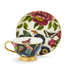 Spode - Creatures of Curiosity Dark Floral Coupe Teacup and Saucer: (Black/White)