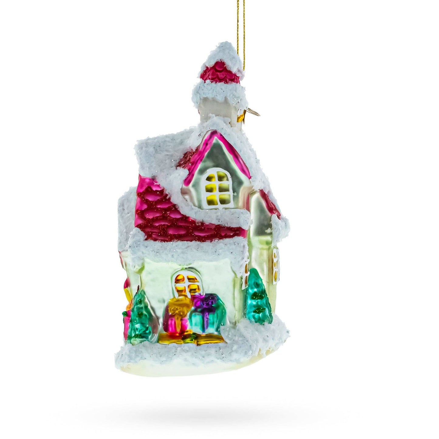 BestPysanky - Winter Wonderland Snow-Covered House Blown Glass Ornament