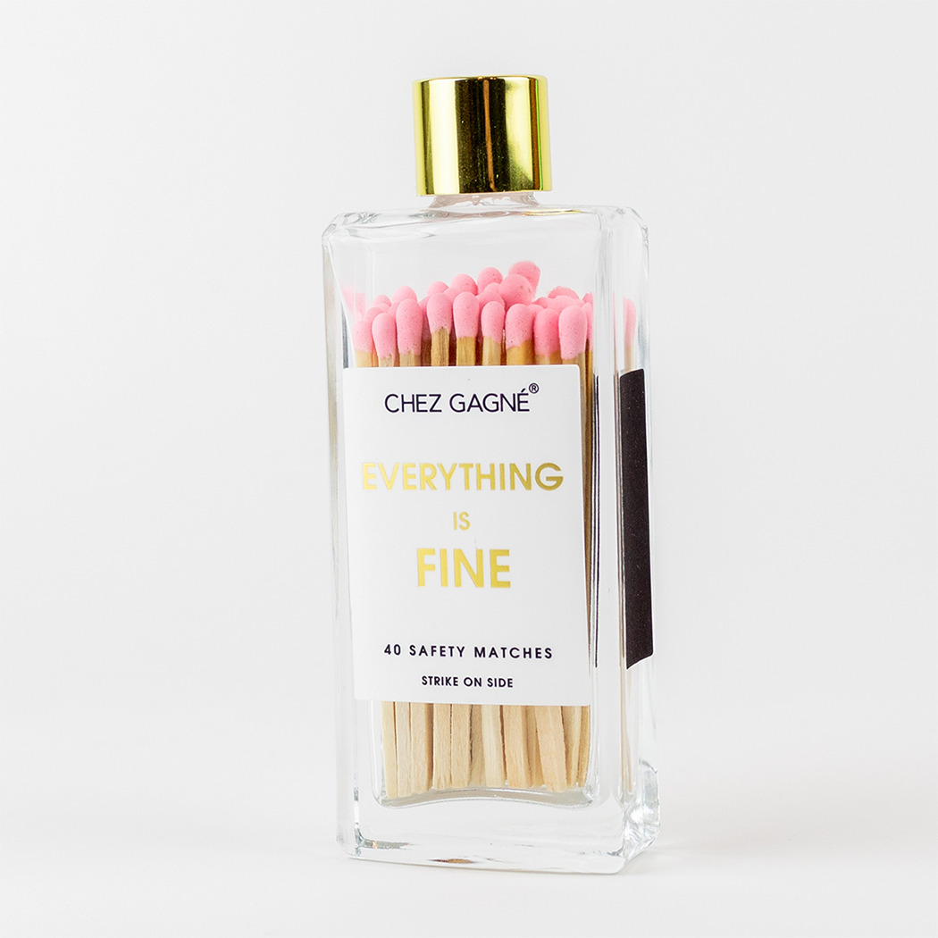 Chez Gagné - Everything is Fine Matches - Glass Bottle Matchsticks Light Pink