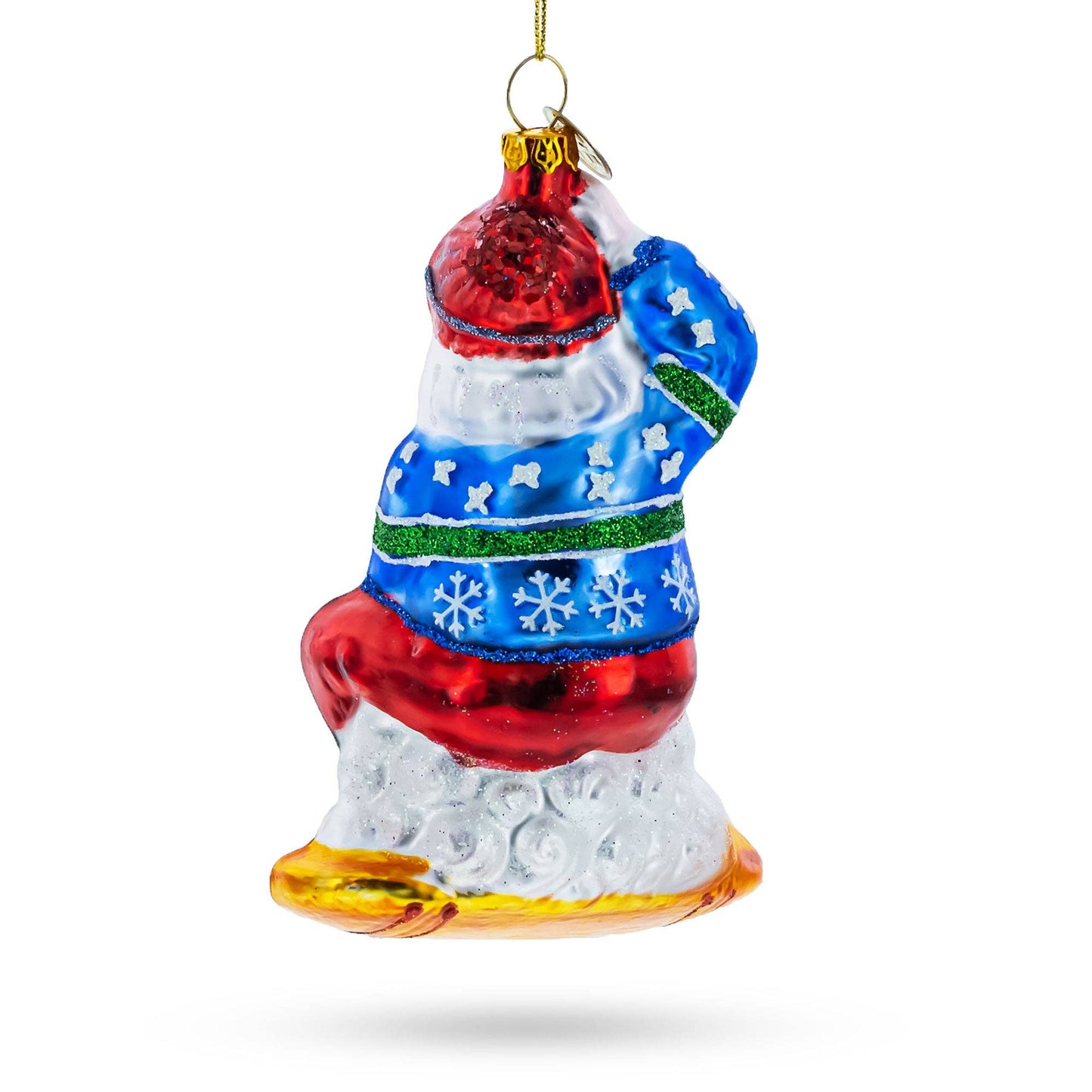 BestPysanky - Sporty Santa on Snowboard Blown Glass Ornament