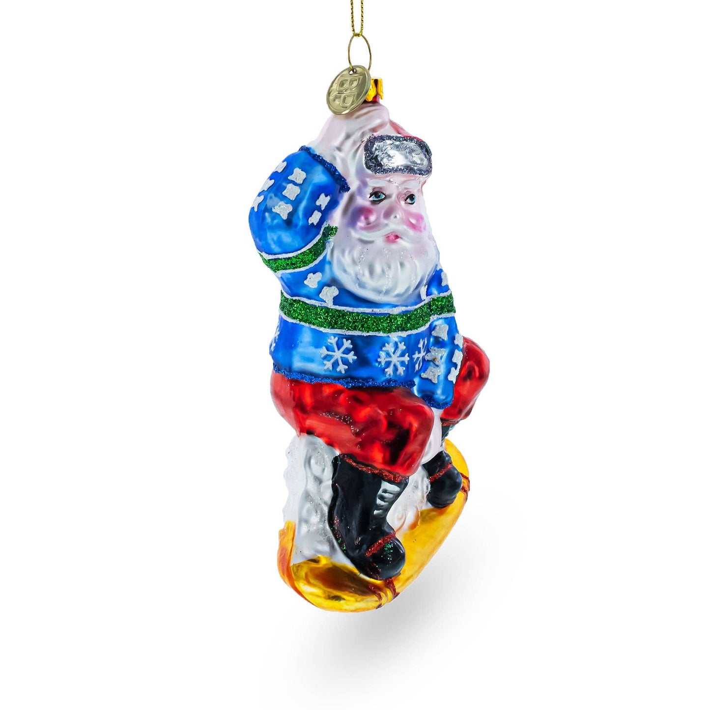 BestPysanky - Sporty Santa on Snowboard Blown Glass Ornament