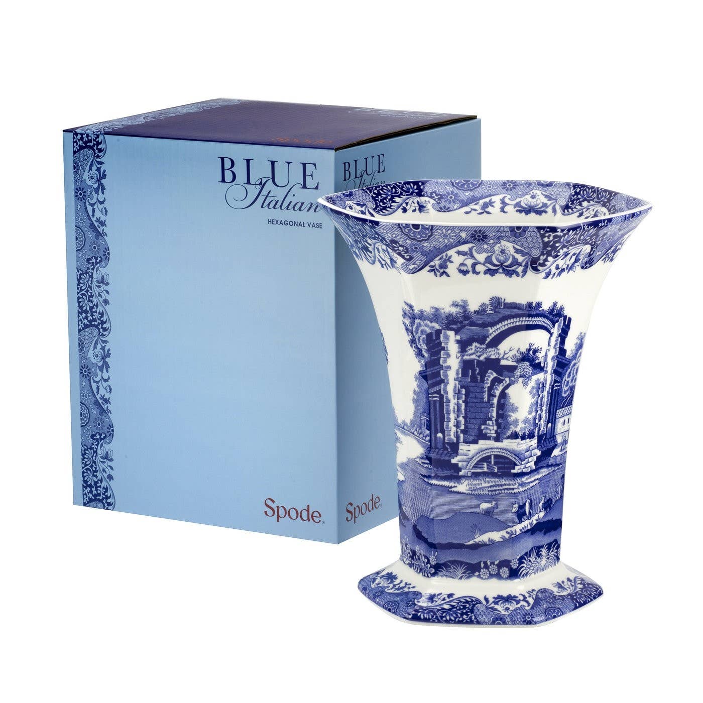 Portmeirion, Spode, Pimpernel, Wrendale Designs - Spode Blue Italian Hexagonal Vase