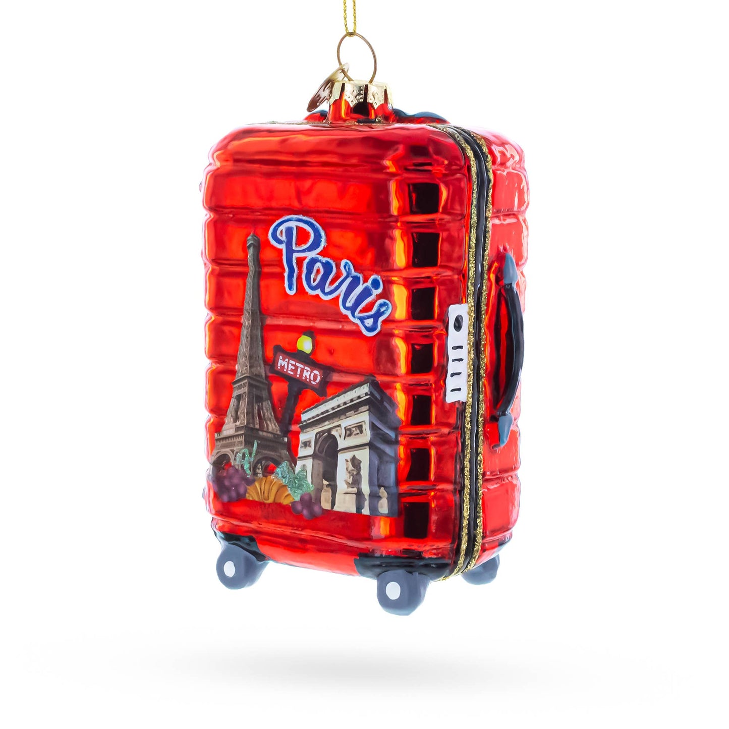 BestPysanky - Paris Landmarks Suitcase Glass Ornament