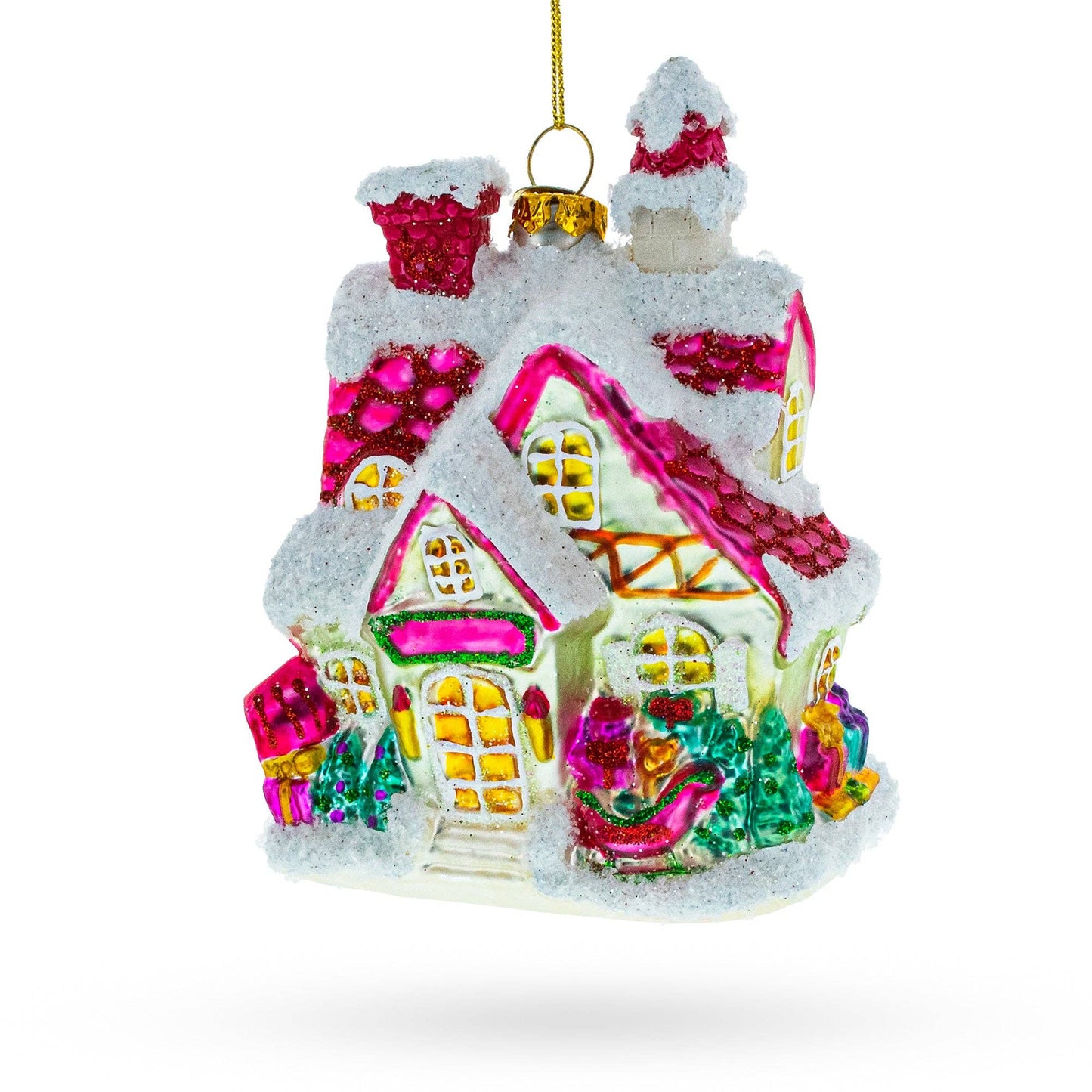 BestPysanky - Winter Wonderland Snow-Covered House Blown Glass Ornament