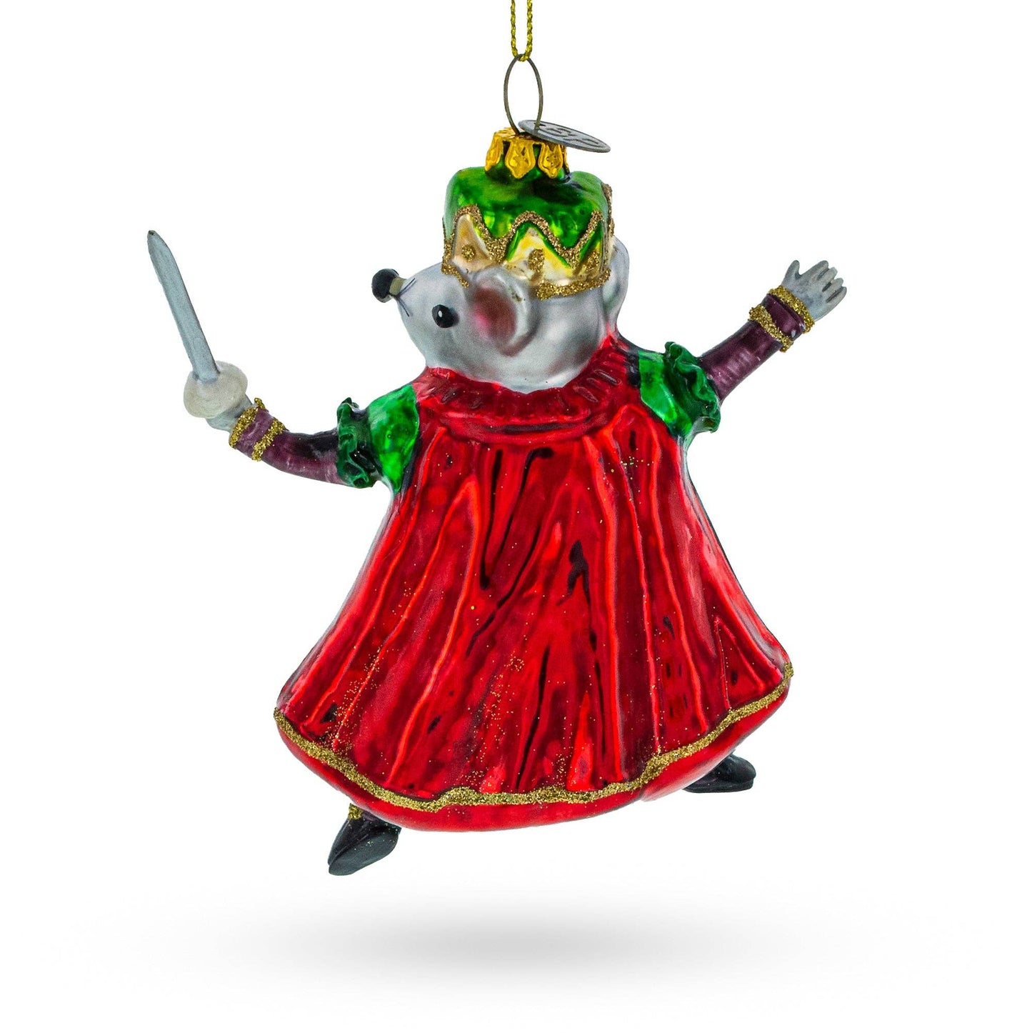 BestPysanky - Regal Mouse King Wielding a Sword Glass Ornament