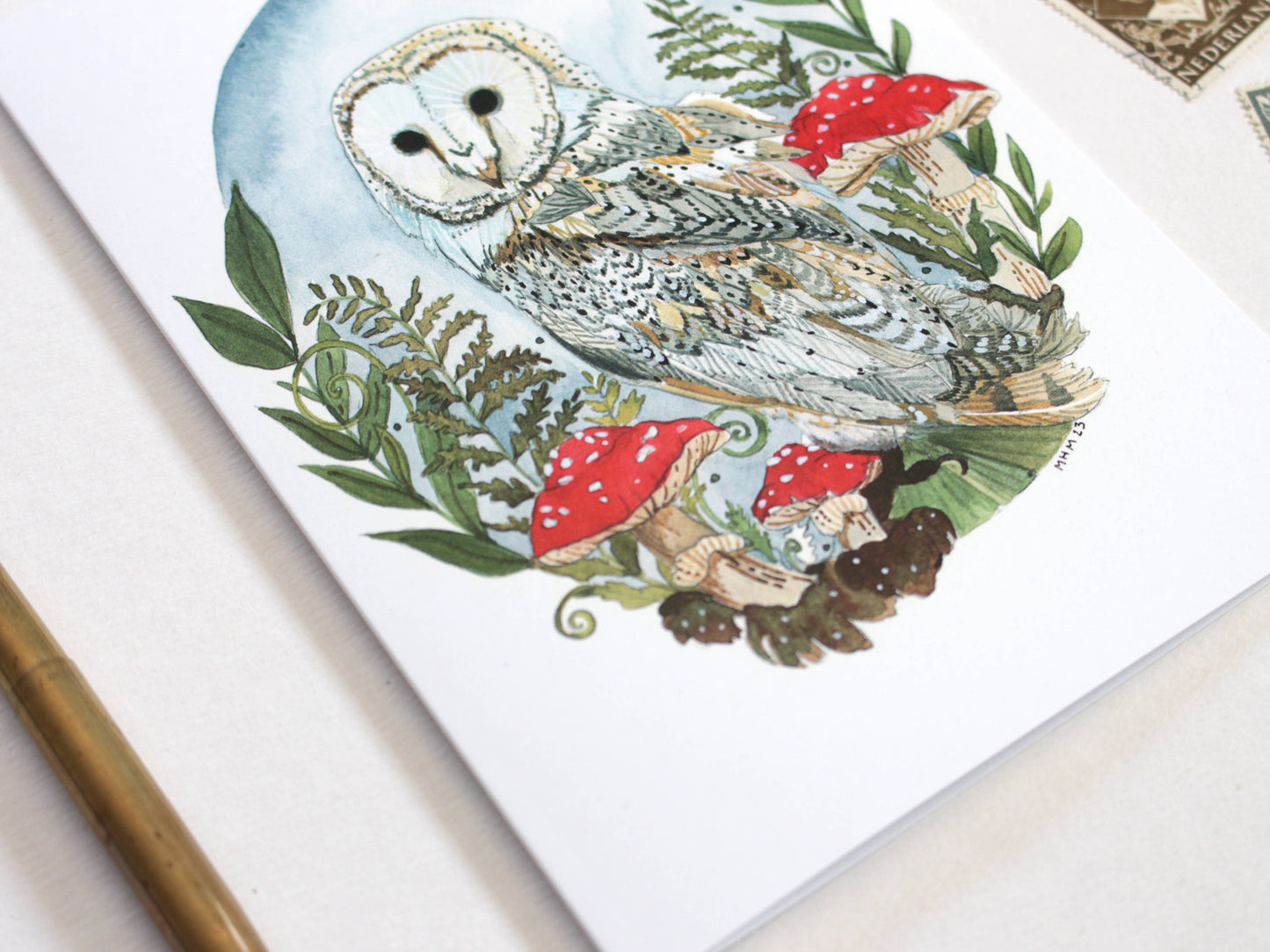 michele maule - Greeting Card - Barn Owl