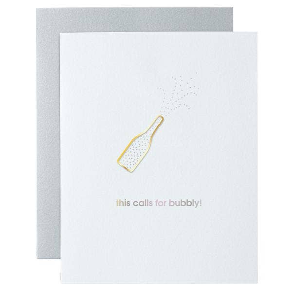 Chez Gagné - This Calls for Bubbly Paper Clip Letterpress Greeting Card