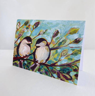 Jennifer Lommers - Two Chickadees Blank Note Card