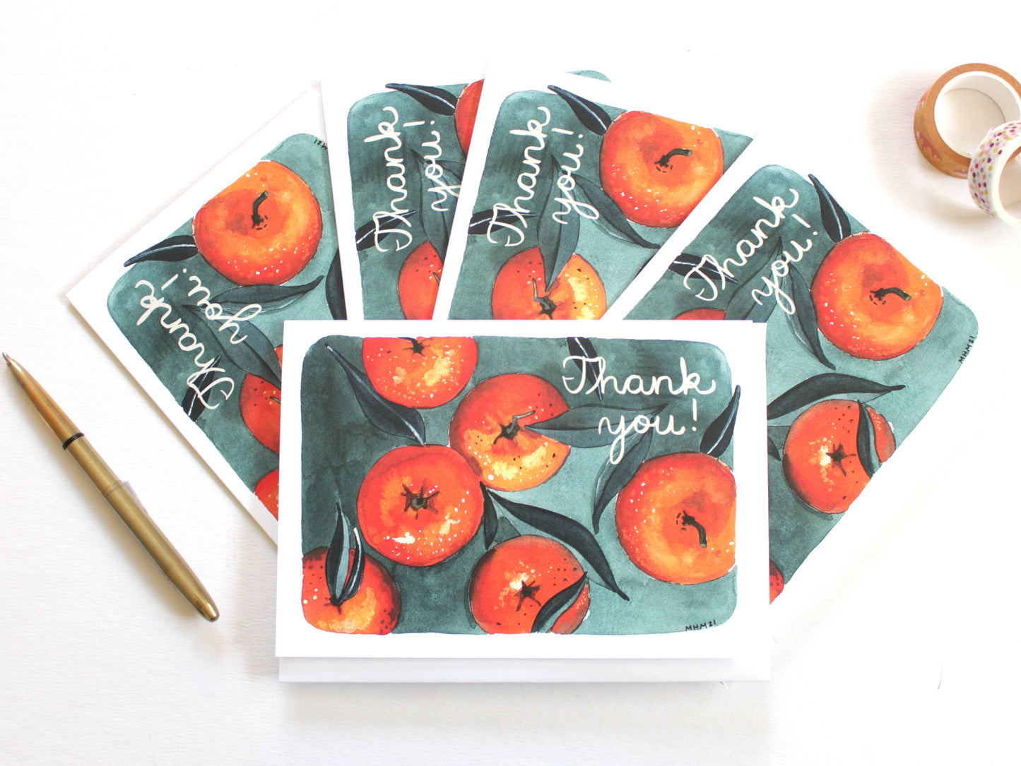 michele maule - Thank You Card - Tangerines