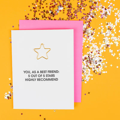 Chez Gagné - You As a Friend 5 Stars - Star Paper Clip Letterpress Card