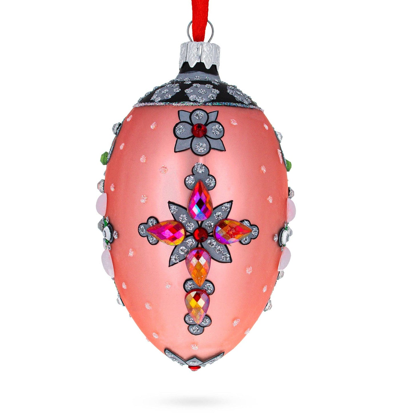 BestPysanky - Italian Fashion House Jeweled Cross Glass Egg Ornament