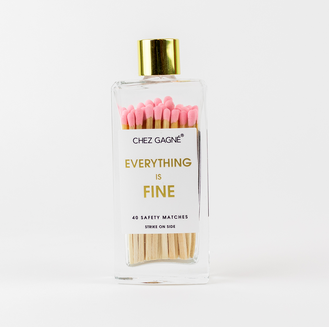 Chez Gagné - Everything is Fine Matches - Glass Bottle Matchsticks Light Pink