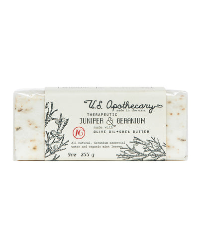 U.S. APOTHECARY - JUNIPER & GERANIUM TRIPLE MILLED BAR SOAP