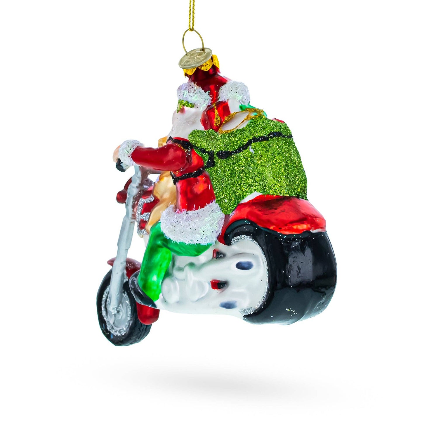 BestPysanky - Santa's Joyride: Scooter-Riding Santa Glass Ornament