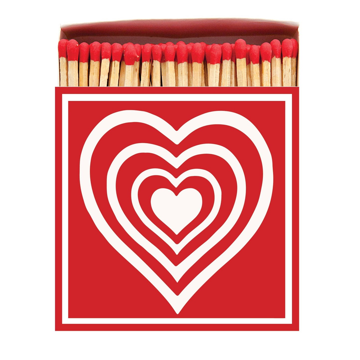 Archivist Gallery - Concentric Heart Square Matchbox - 4x4 - 125 matches