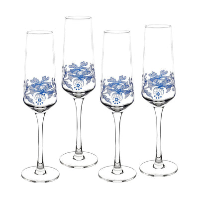 Spode - Spode Blue Italian Set of 4 Champagne Flutes