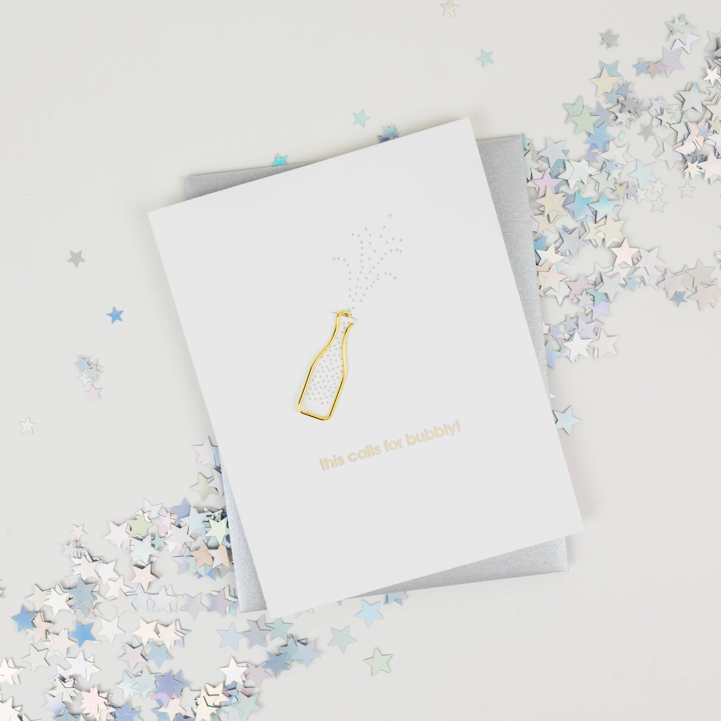 Chez Gagné - This Calls for Bubbly Paper Clip Letterpress Greeting Card