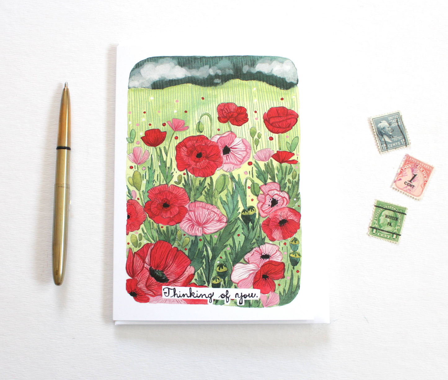 michele maule - Encouragement Card - Thinking of You Poppies