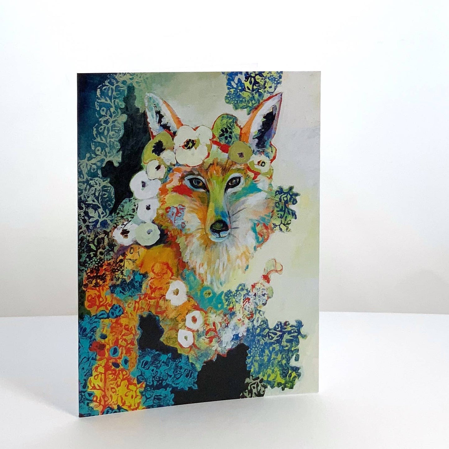 Jennifer Lommers - Fox in Flowers Blank Note Card