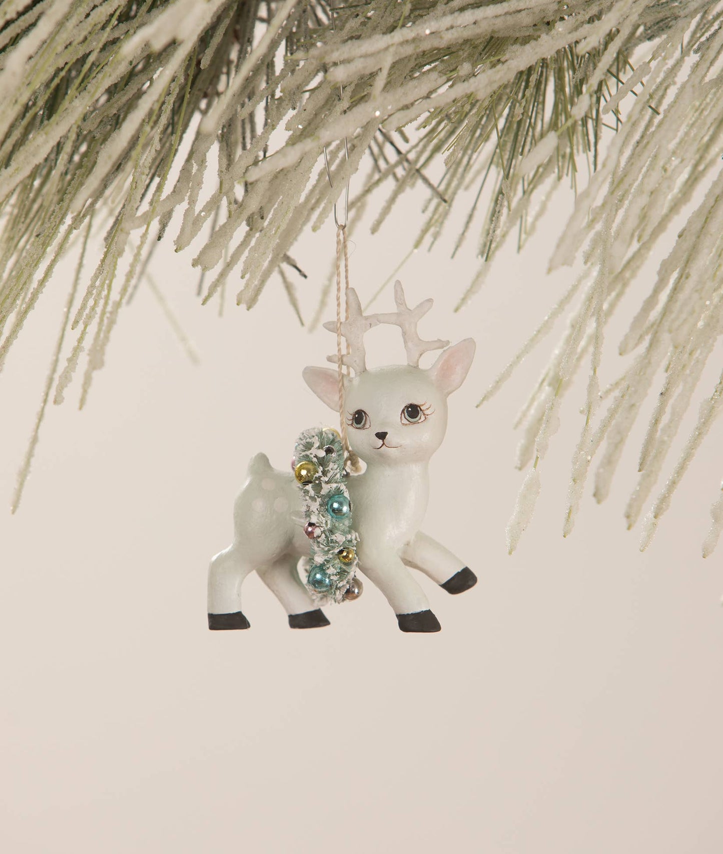 Bethany Lowe Designs - Blue Reindeer with Wreath Ornament