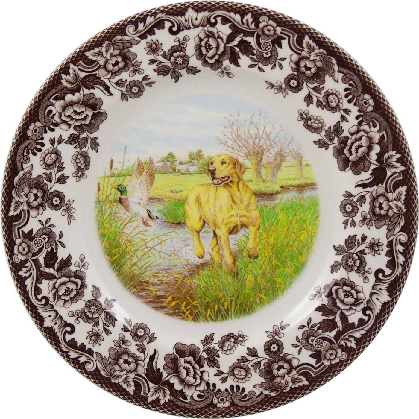 Portmeirion, Spode, Pimpernel, Wrendale Designs - Spode Woodland Salad Plate 8 inch (Yellow Labrador Retriever