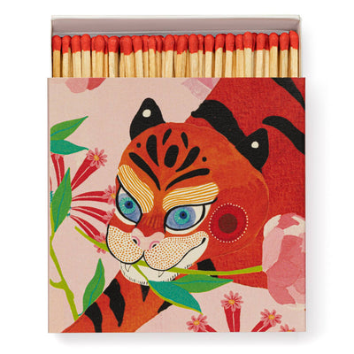 Archivist Gallery - Tiger with Peony Square Matchbox - 4x4 - 125 matches