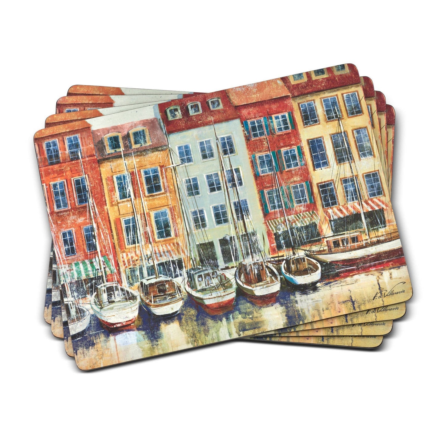Pimpernel - Boat Scene Placemats Set of 4: MDF, Cork Backed / Boat Scene