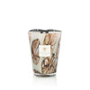 Baobab Collection Anangu candle featuring decorative oval brown motifs on powder-grey glass.