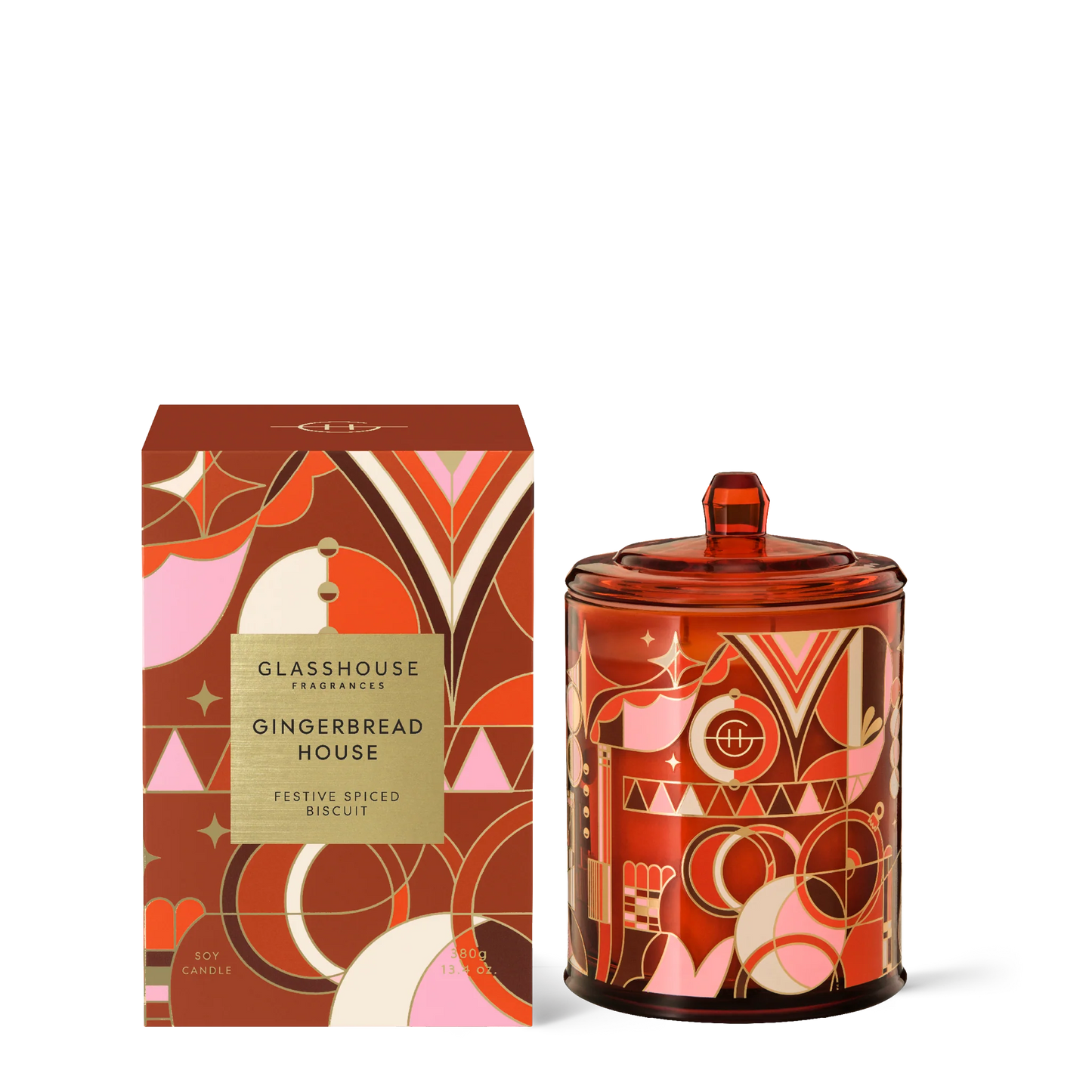 GLASSHOUSE FRAGRANCES - Candle - Christmas - Gingerbread House - 13.4oz. - Festive Spiced Biscuit