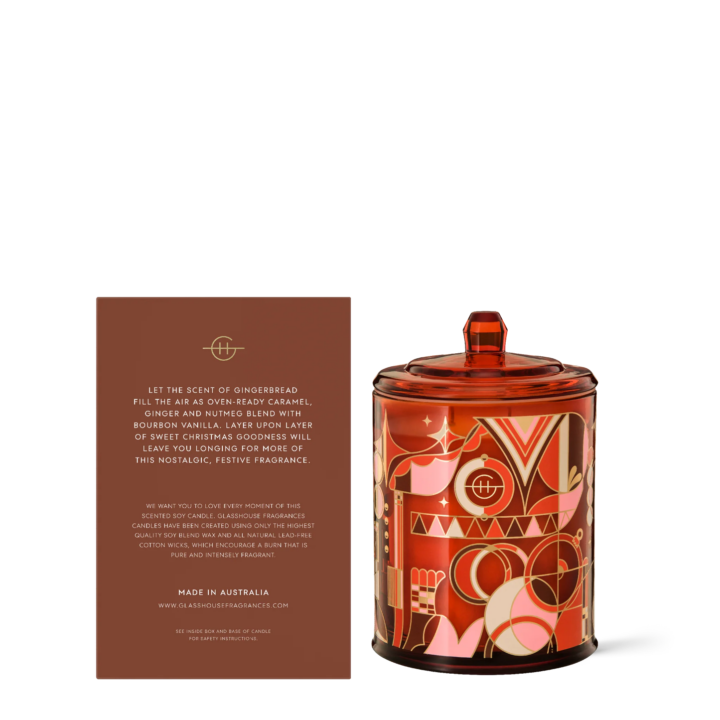 GLASSHOUSE FRAGRANCES - Candle - Christmas - Gingerbread House - 13.4oz. - Festive Spiced Biscuit