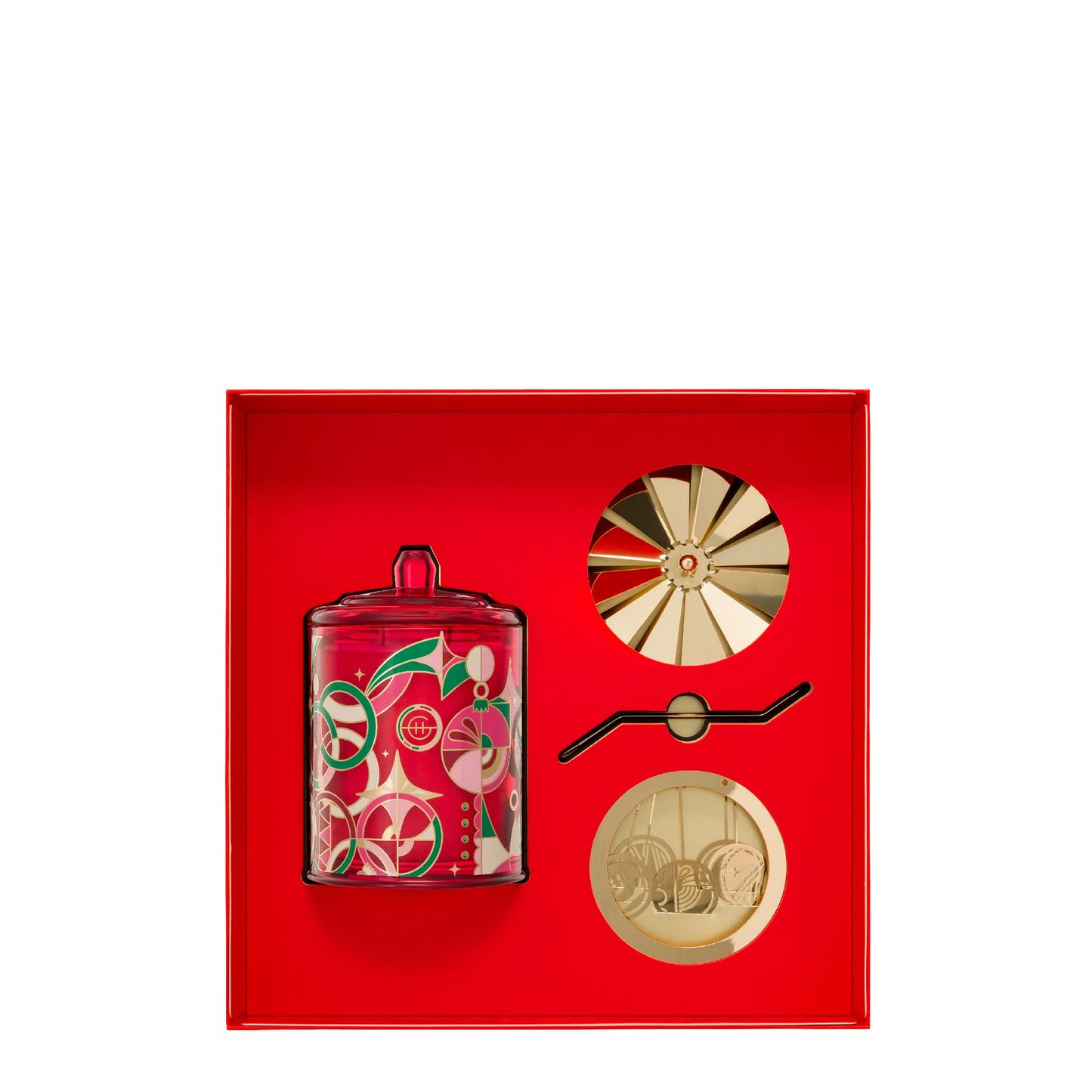 GLASSHOUSE FRAGRANCES - 13.4oz. Candle with Spinning Carousel Gift Set - Christmas - Kyoto in Bloom