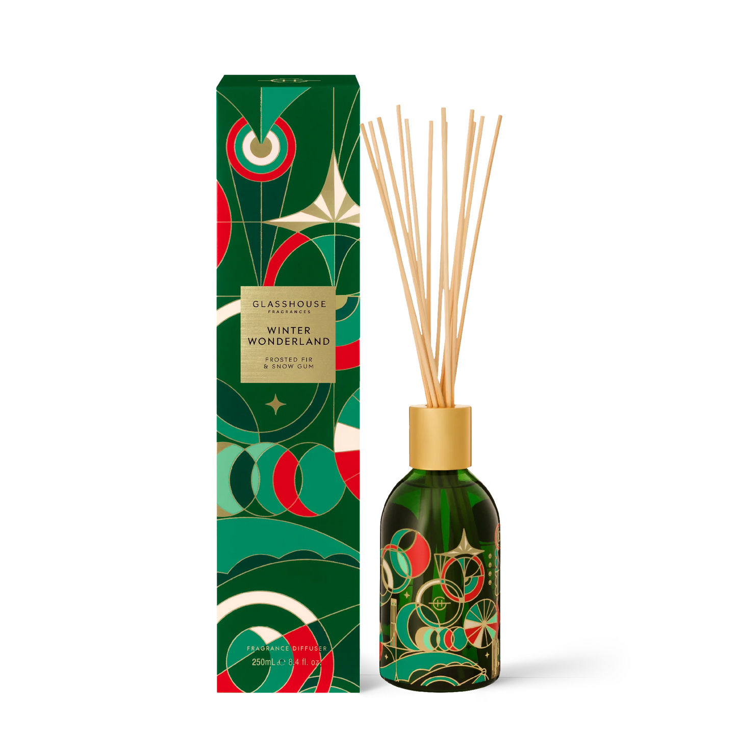 GLASSHOUSE FRAGRANCES - Christmas - Winter Wonderland - 8.4fl. oz. Diffuser - Frosted Fir & Snow Gum