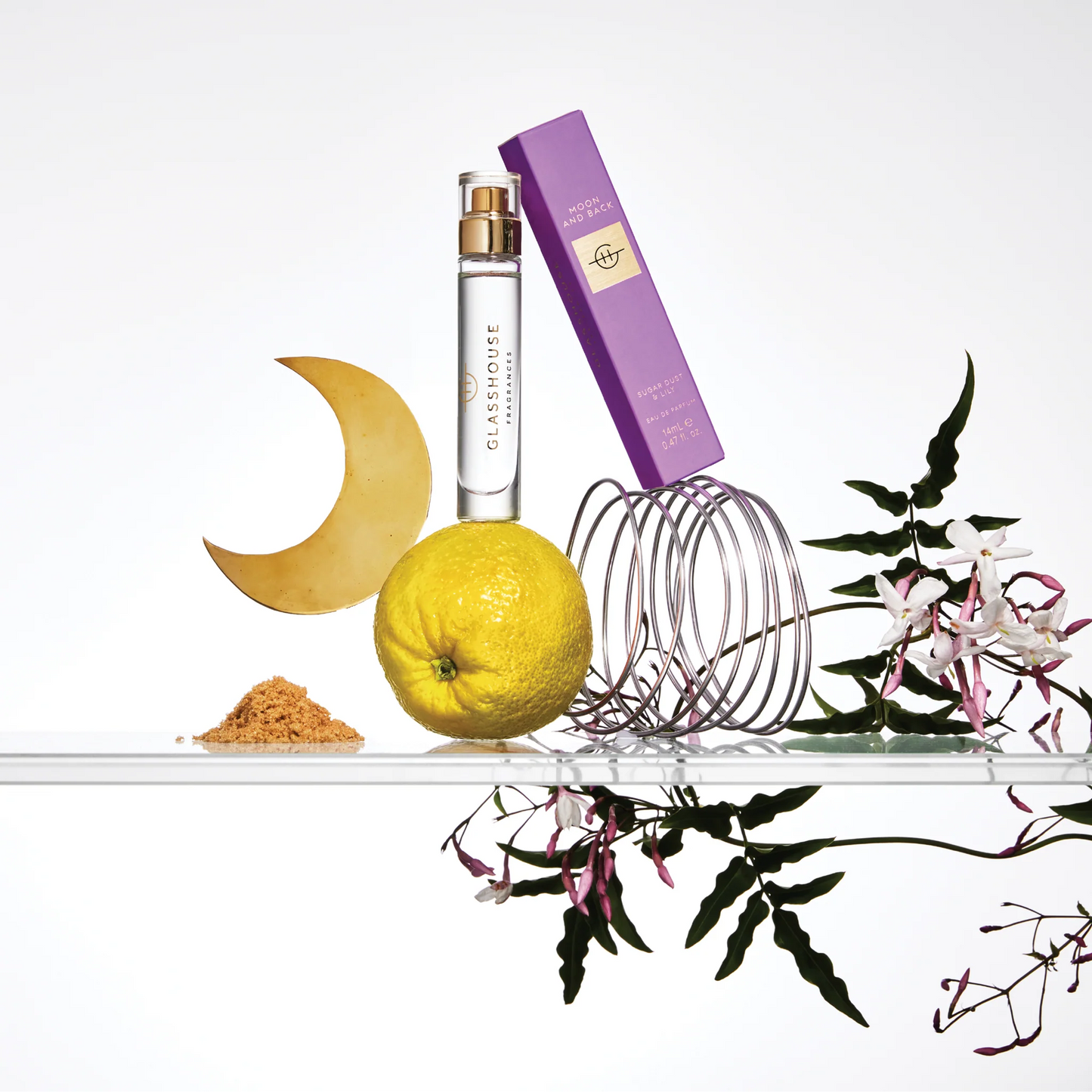 GLASSHOUSE FRAGRANCES - MOON & BACK - 0.47 fl.oz. EDP - Sugar Dust & Lily