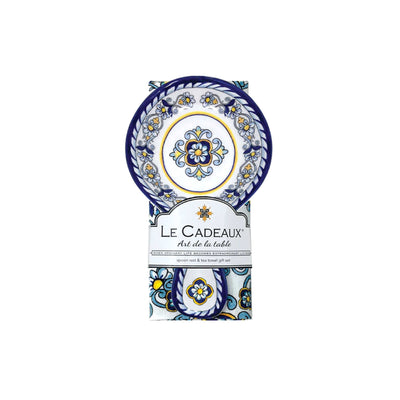 Le Cadeaux - Sorrento Spoon Rest with Cotton tea Towel Gift Set - Tarvos Boutique