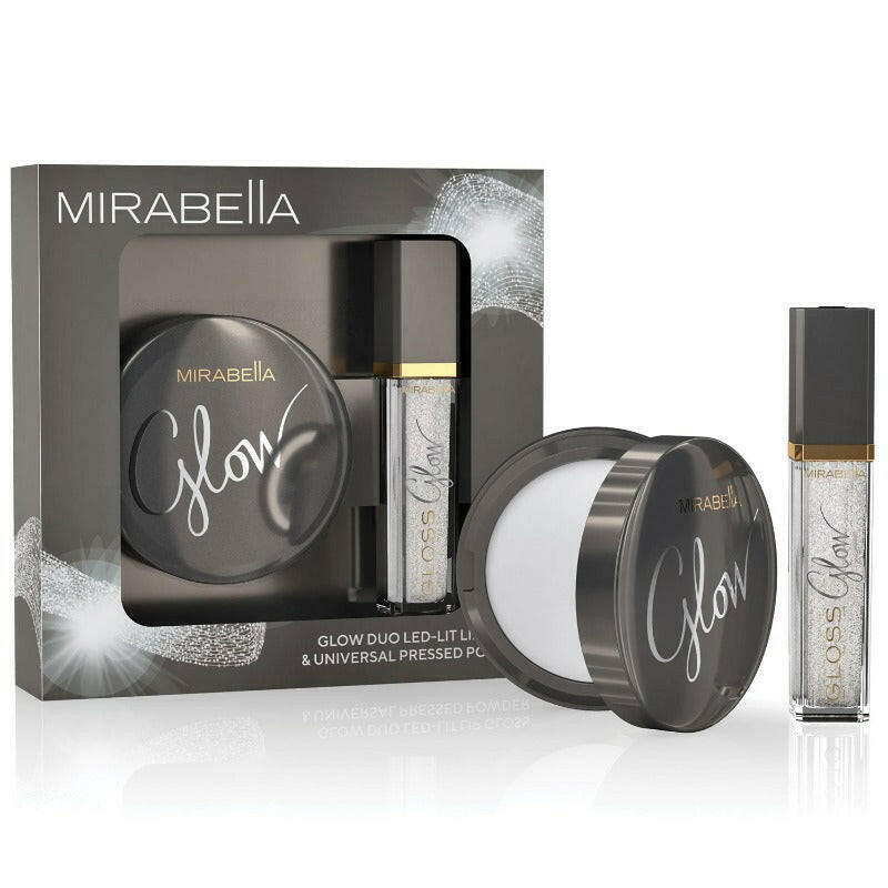 Mirabella - Glow Duo LED-Lit Lip Gloss & Universal Hyaluronic Pressed Powder