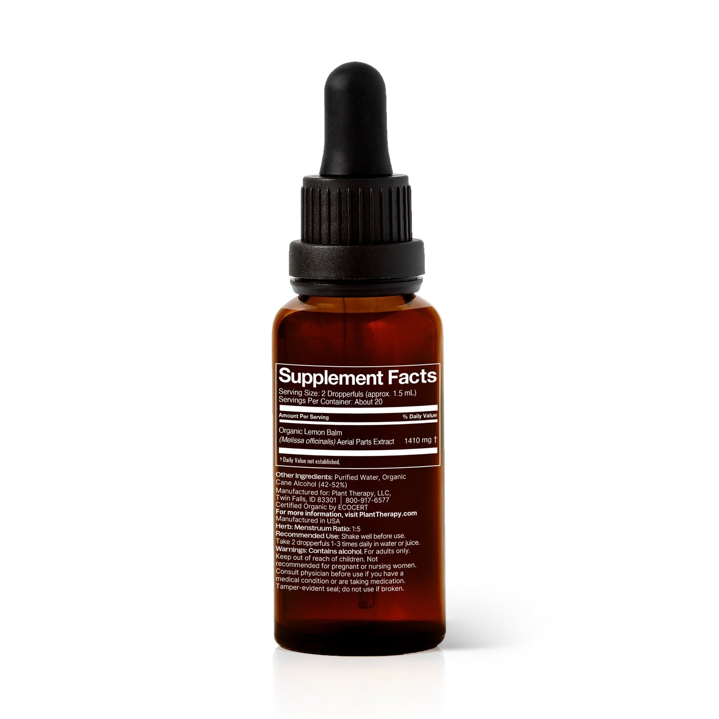 Plant Therapy - Organic Lemon Balm Herbal Tincture