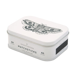 SKEEM - Moth Match Tin - 4" long x 2" wide x 1 1/2" tall - 60 white-tipped matches